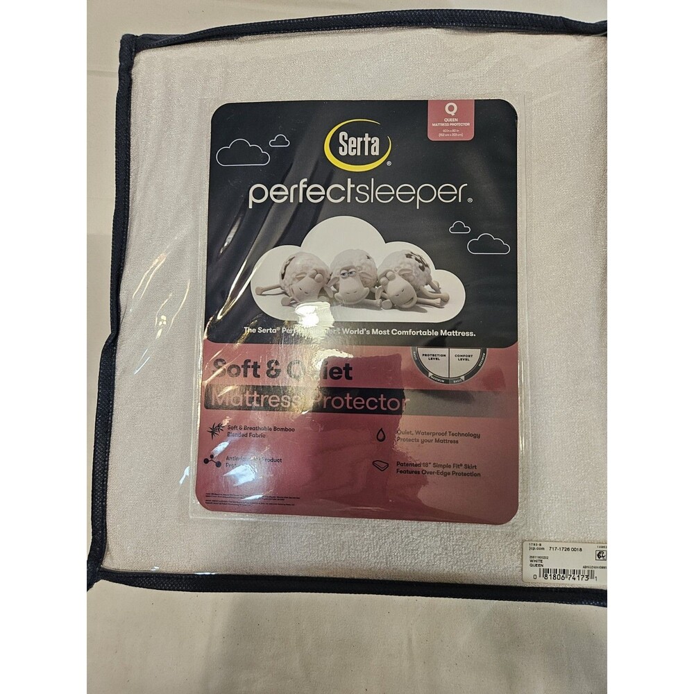 NWT Serta Perfect Sleeper Soft & Quiet QUEEN Bamboo Mattress Protector $70 New